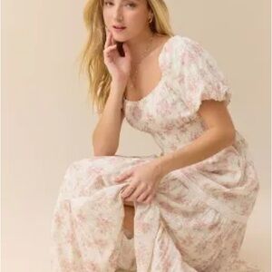 Floral Elegance Maxi Dress - White and Pink